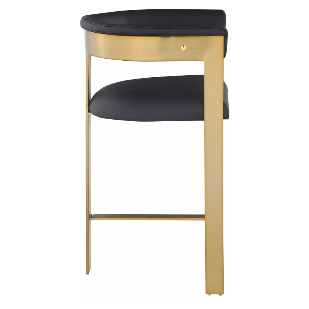 Romeo Black Vegan Leather Counter Stool