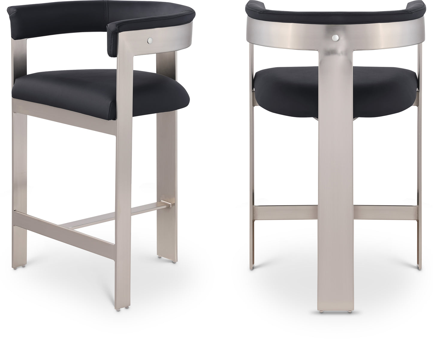 Romeo Black Vegan Leather Counter Stool