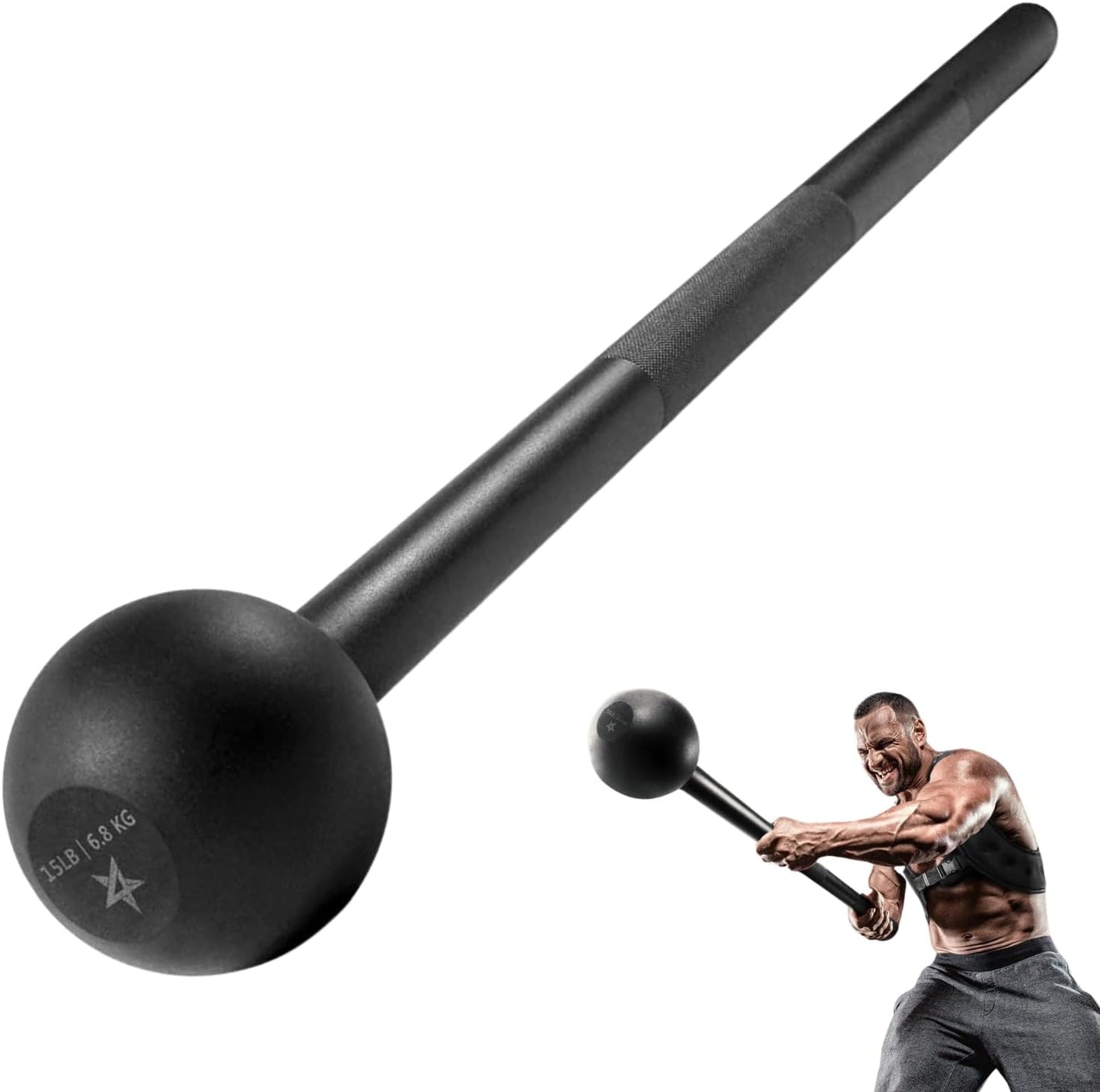 Elevate Your Strength Training with the Ultimate 15 LB Steel Mace Bell - Perfect for Full Body Workouts and Enhanced Grip Control
