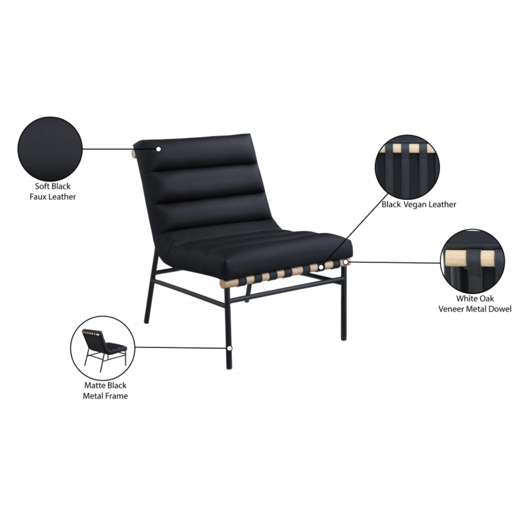 Burke Black Vegan Leather Accent Chair