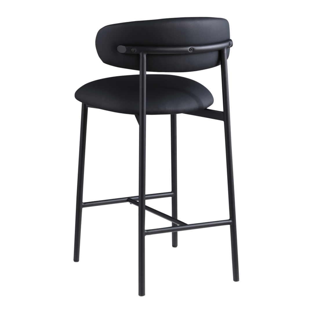 Lupita Black Vegan Leather Counter Stool