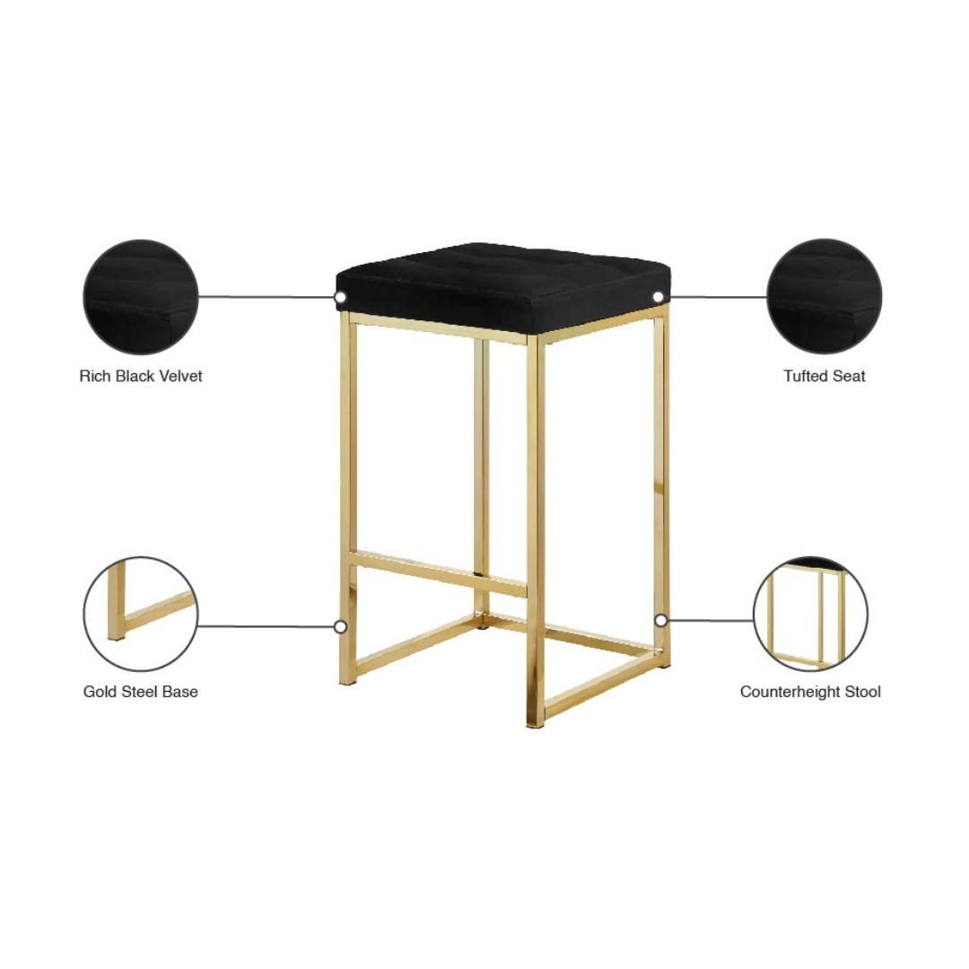 Nicola Black Velvet Stool