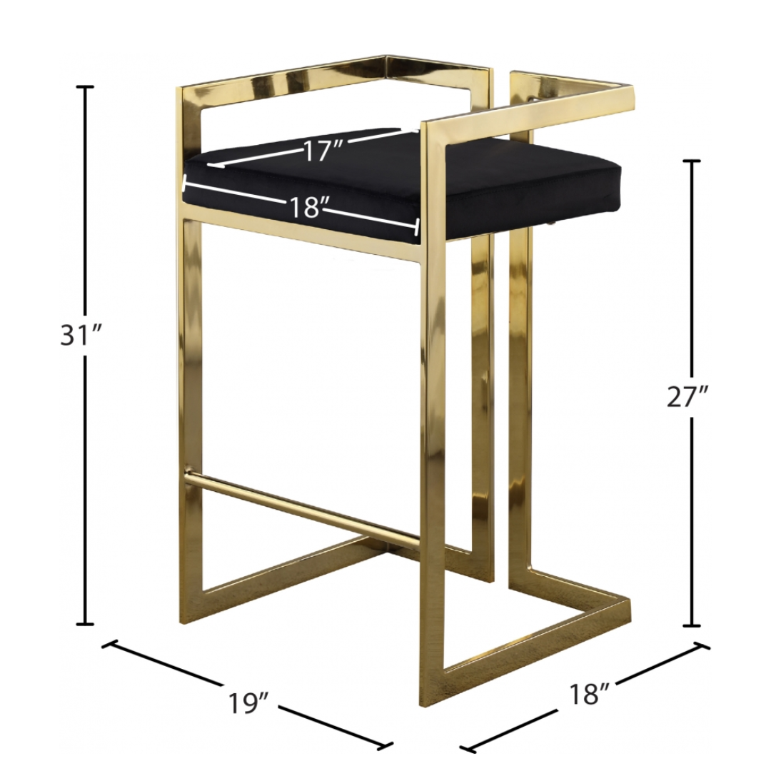 Ezra Black Velvet Stool