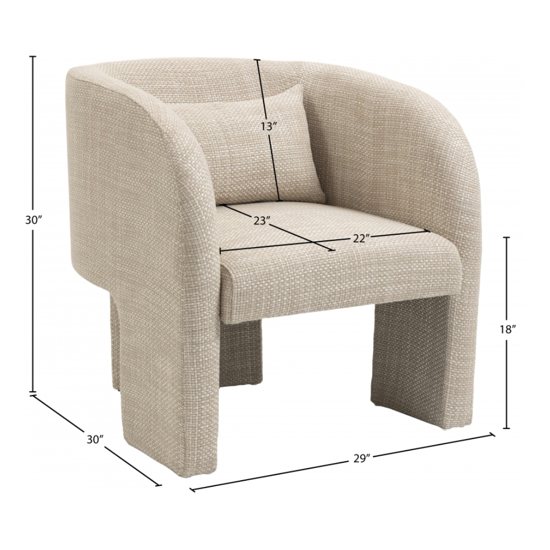 Sawyer Beige Weaved Polyester Fabric Accent Chair