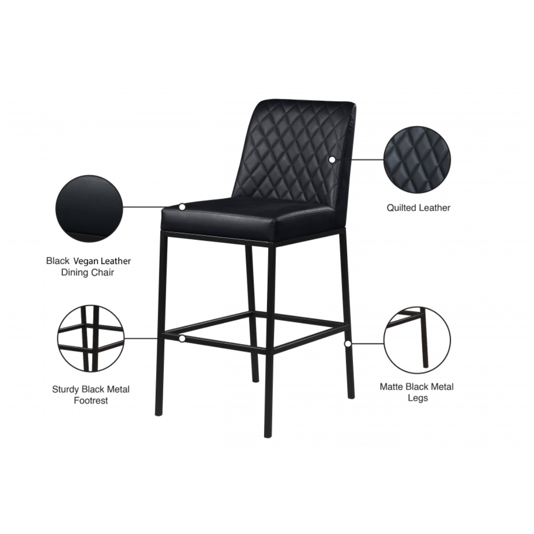 Bryce Black Vegan Leather Stool