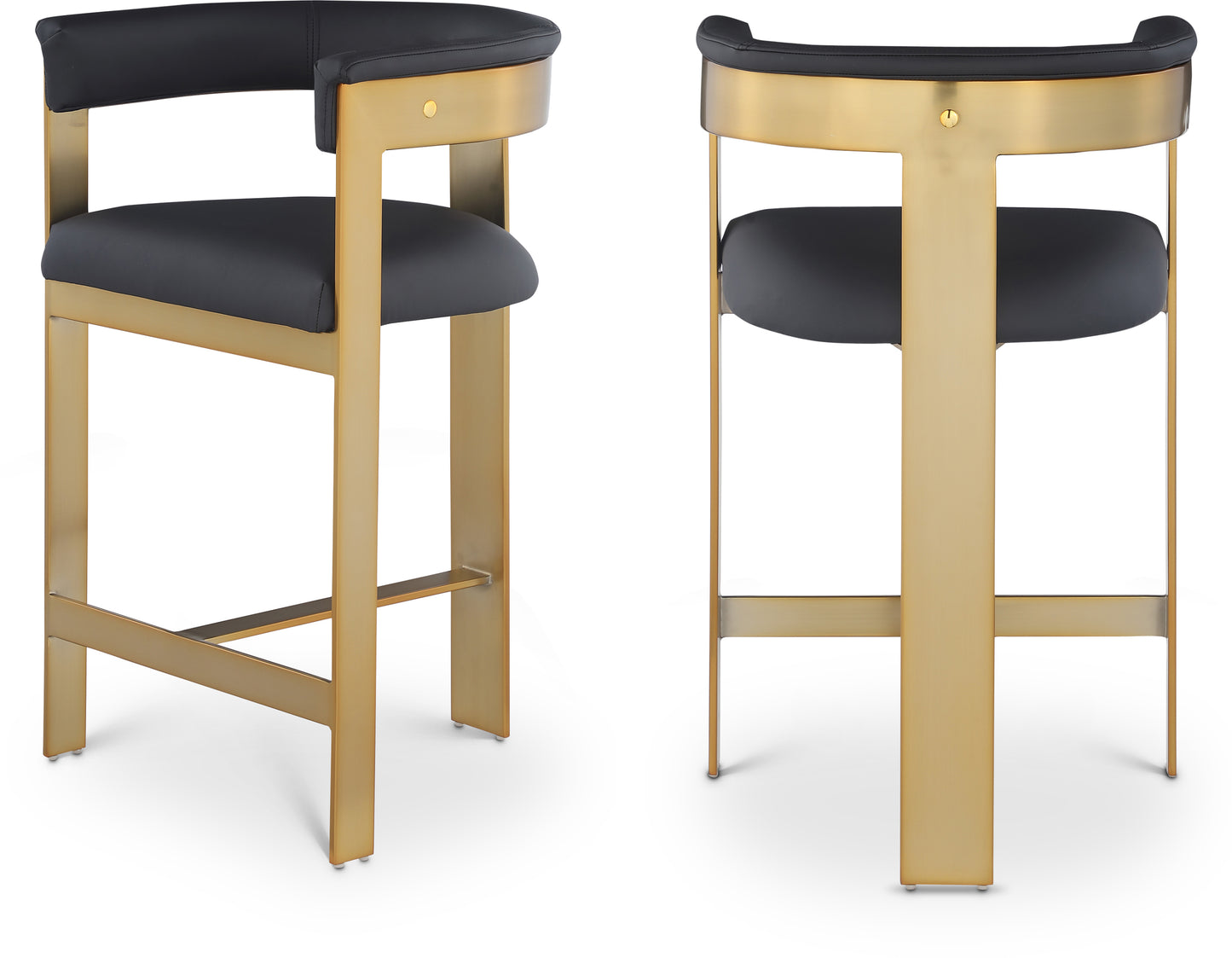 Romeo Black Vegan Leather Counter Stool