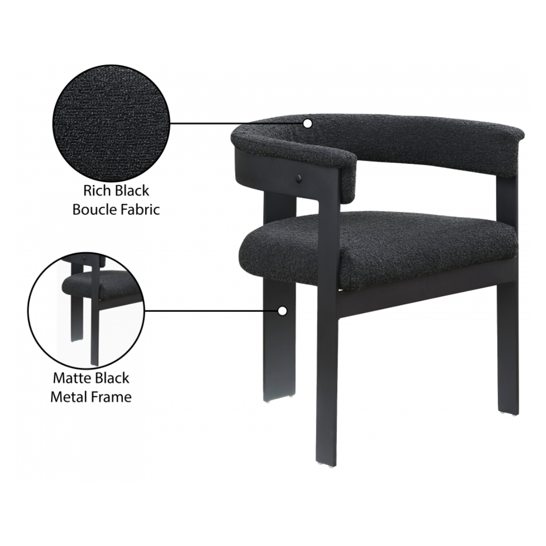 Romeo Black Boucle Fabric Dining Chair