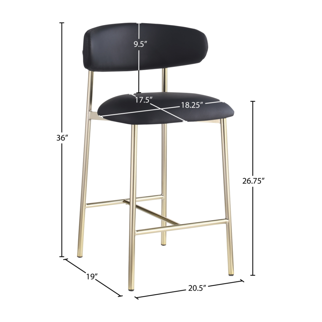 Lupita Black Vegan Leather Counter Stool