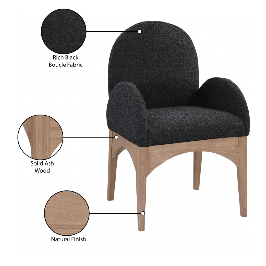 Waldorf Boucle Fabric Dining Arm Chair