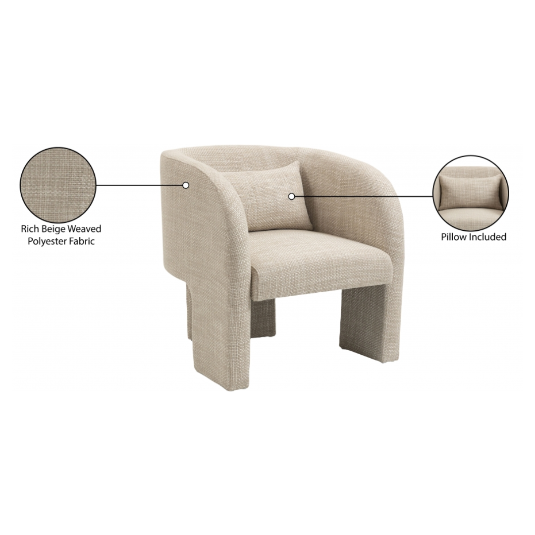 Sawyer Beige Weaved Polyester Fabric Accent Chair