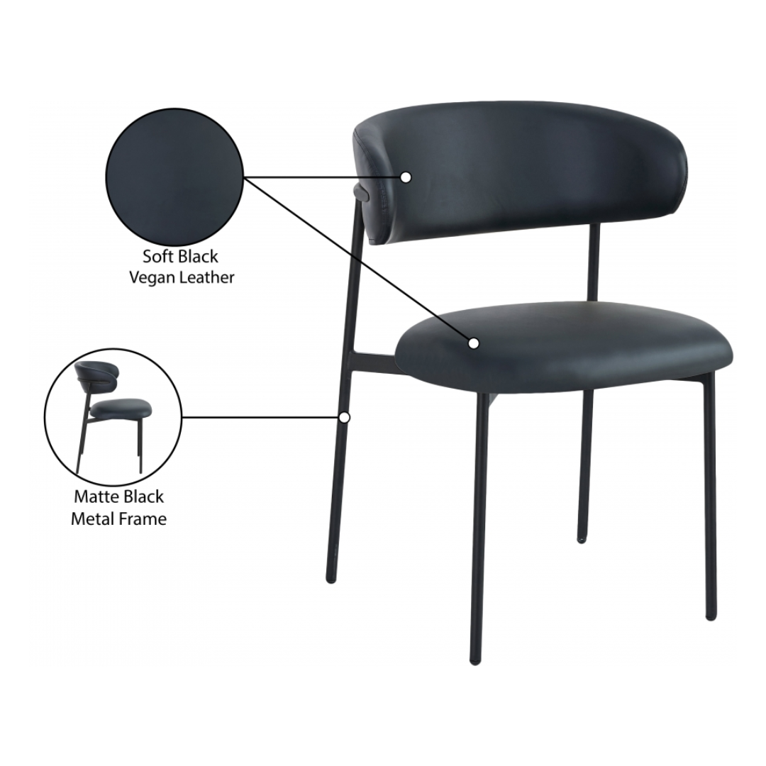 Lupita Black Vegan Leather Dining Chair