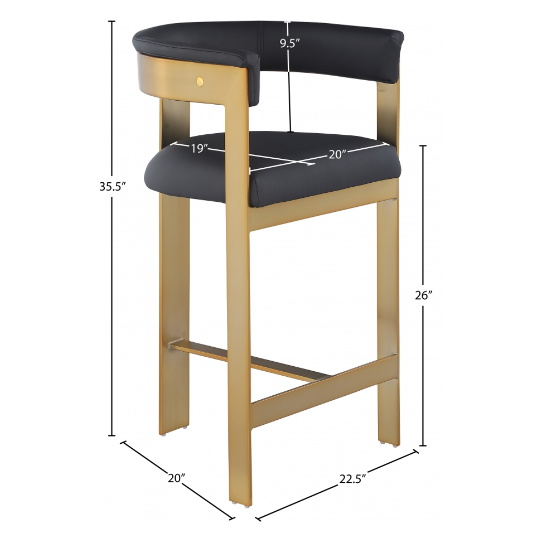 Romeo Black Vegan Leather Counter Stool