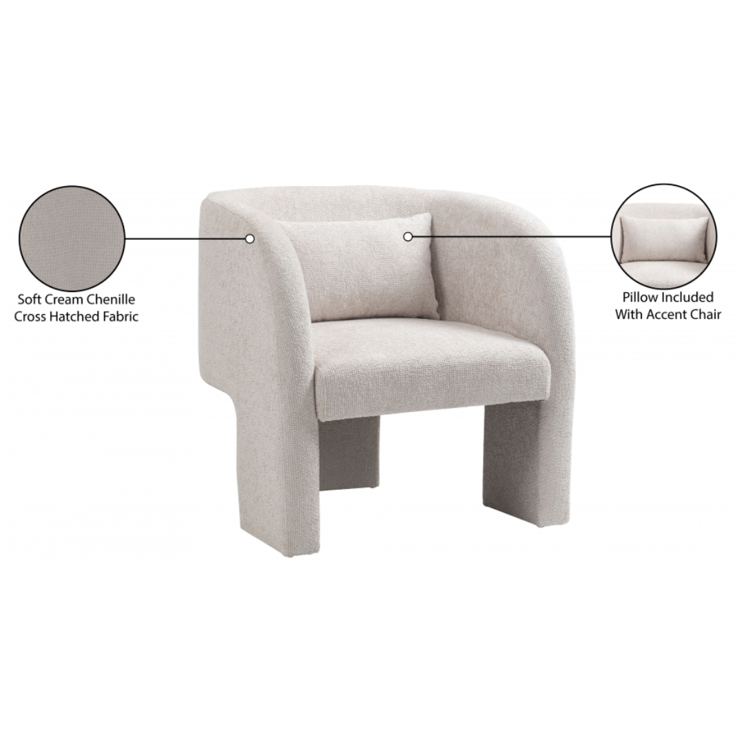 Sawyer Cream Chenille Fabric Accent Chair