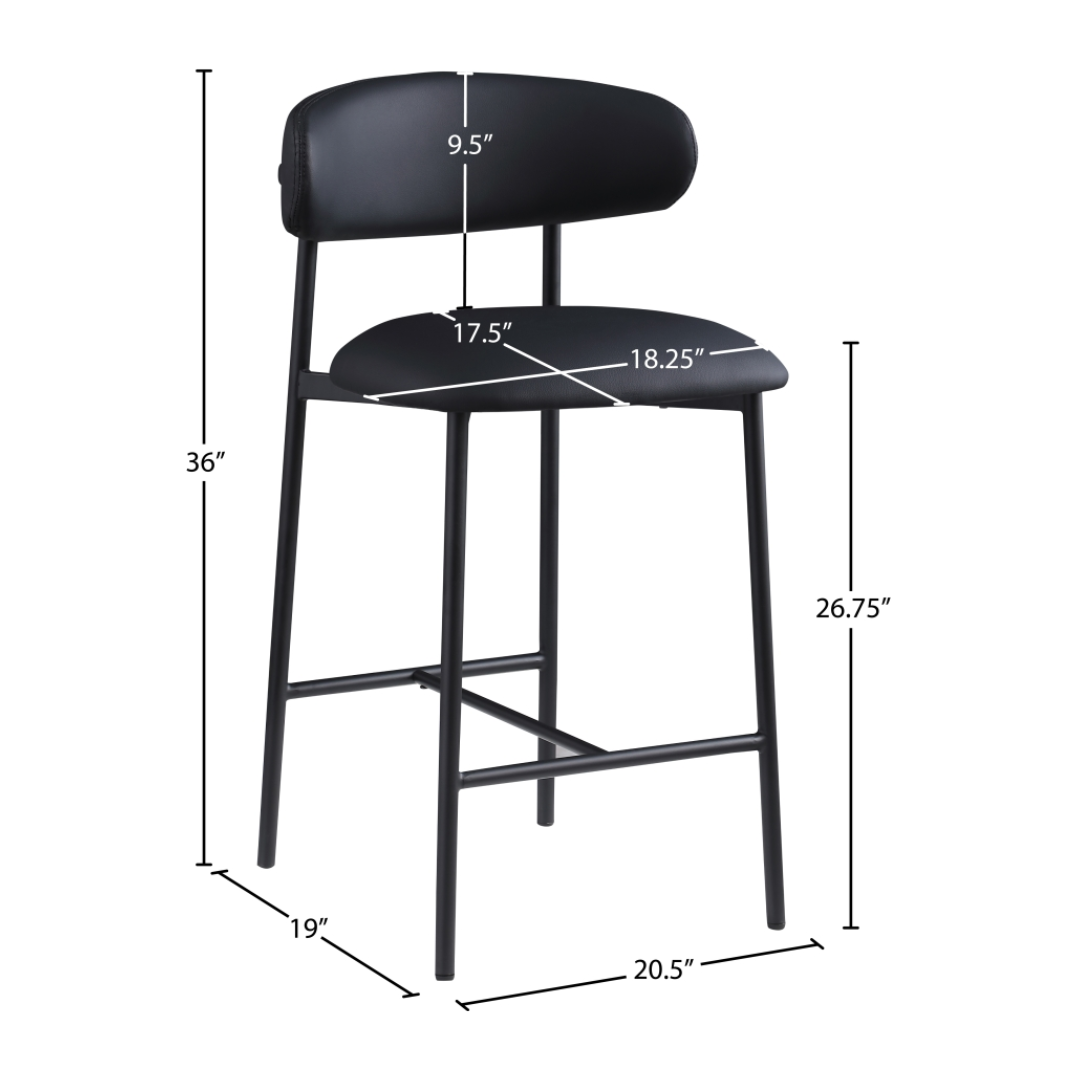 Lupita Black Vegan Leather Counter Stool