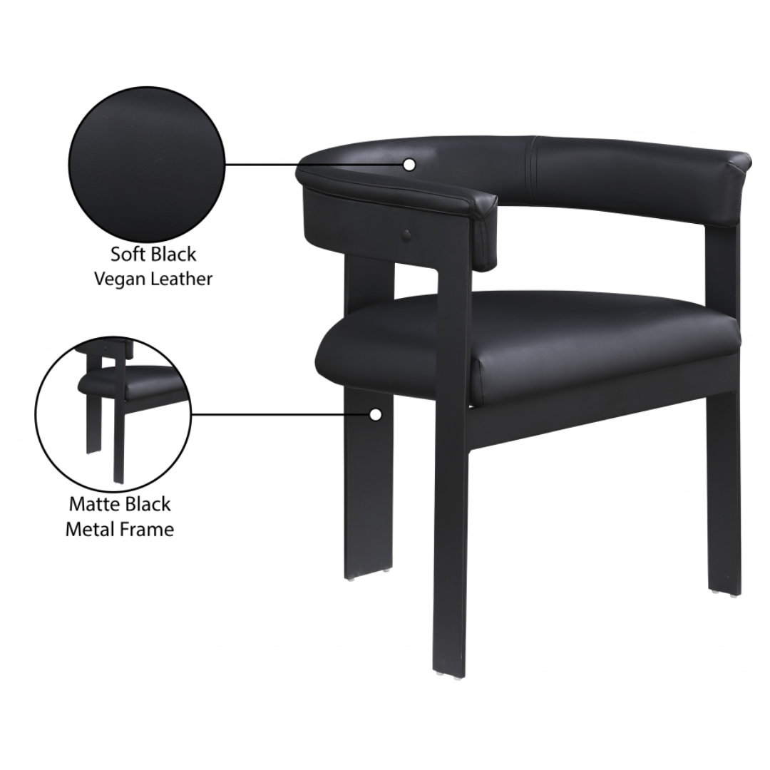 Romeo Black Vegan Leather Dining Chair