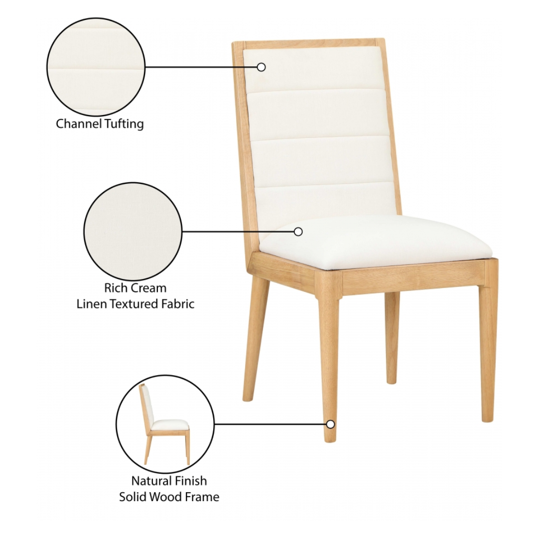 Bristol Cream Linen Textured Fabric Dining Chair