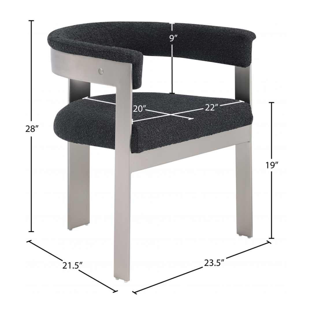 Romeo Black Boucle Fabric Dining Chair