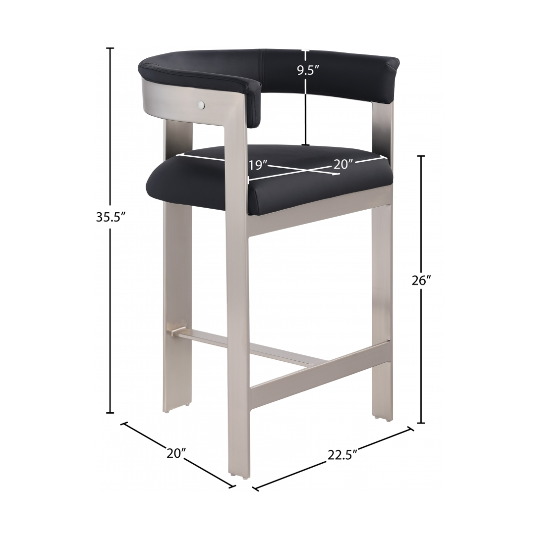 Romeo Black Vegan Leather Counter Stool