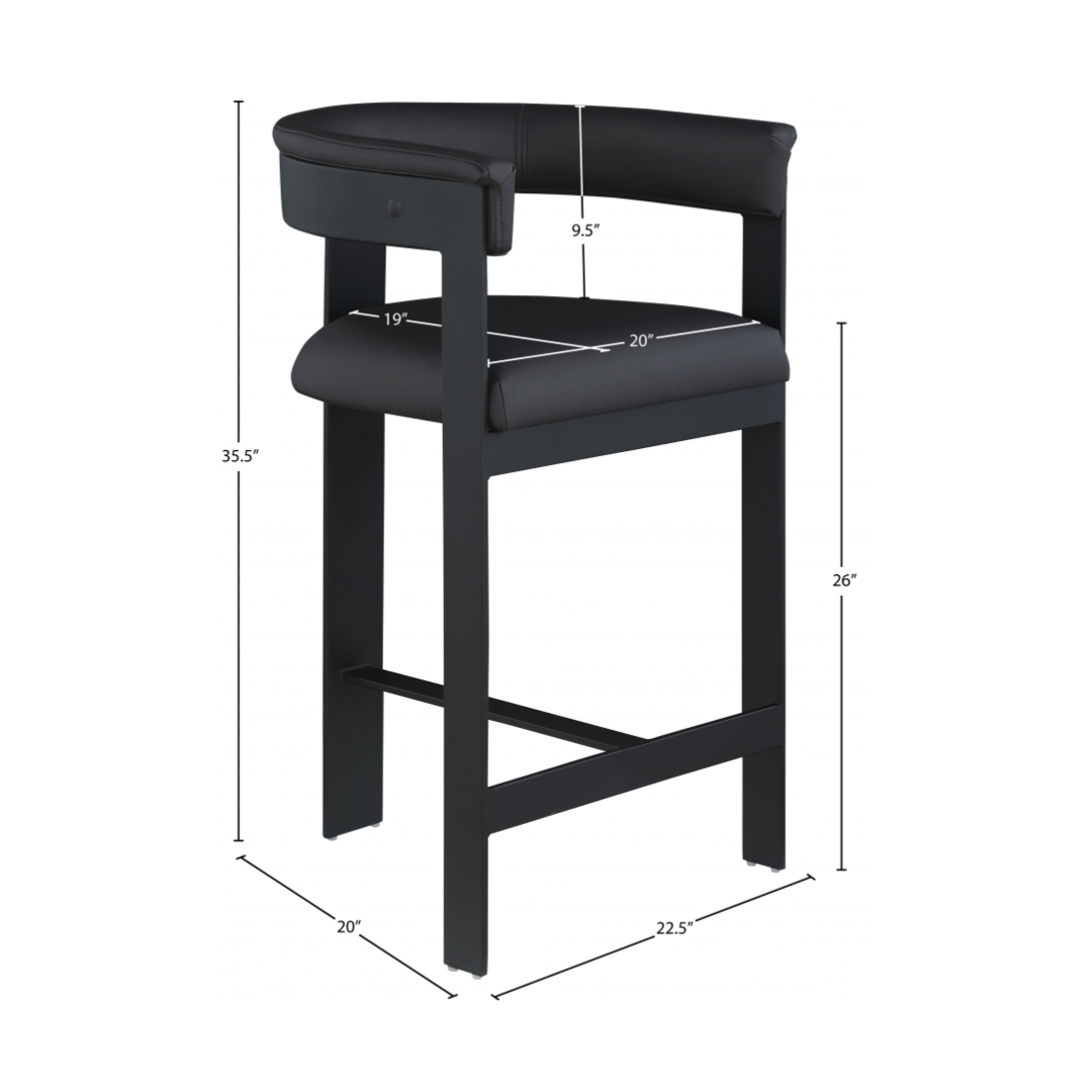 Romeo Black Vegan Leather Counter Stool