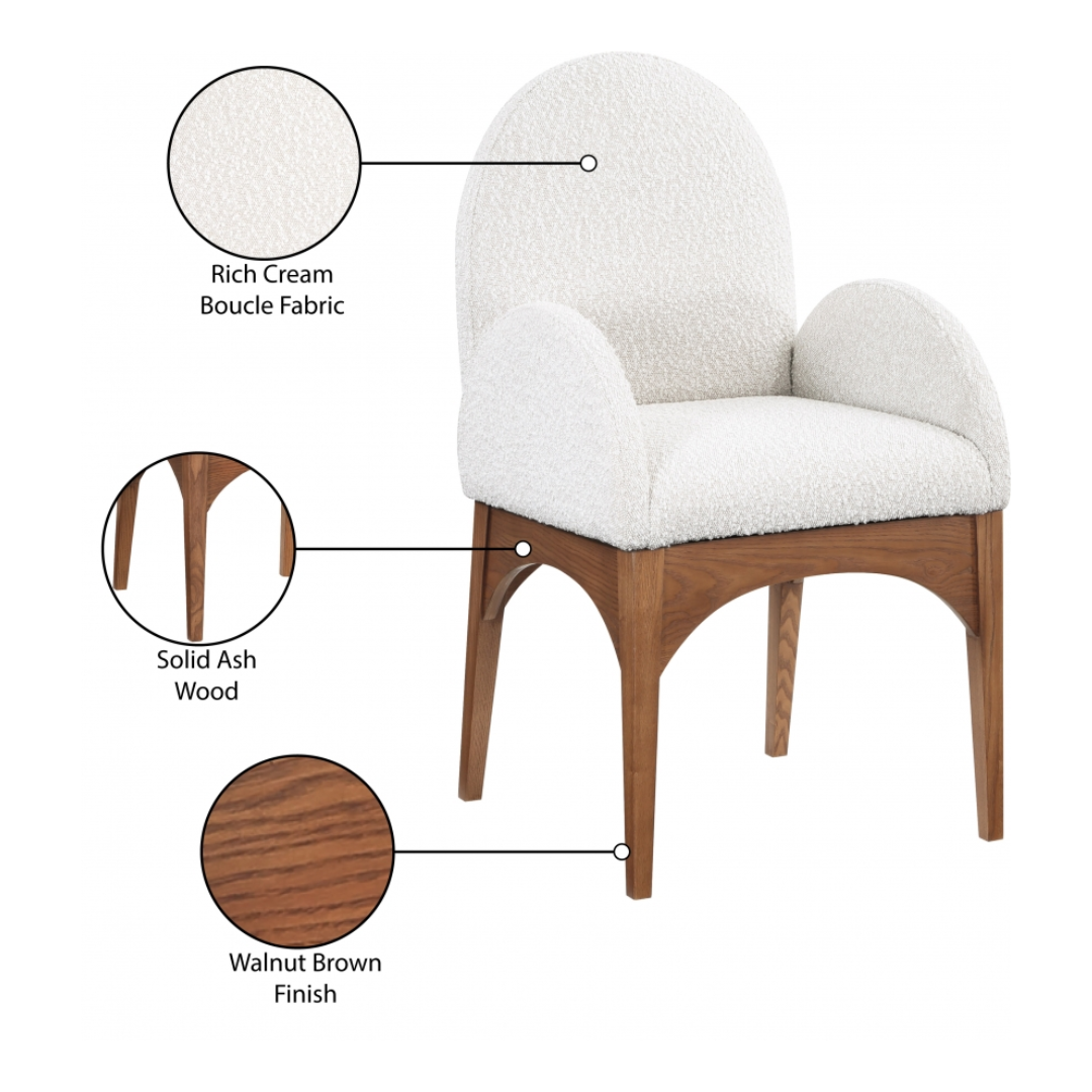 Waldorf Boucle Fabric Dining Arm Chair