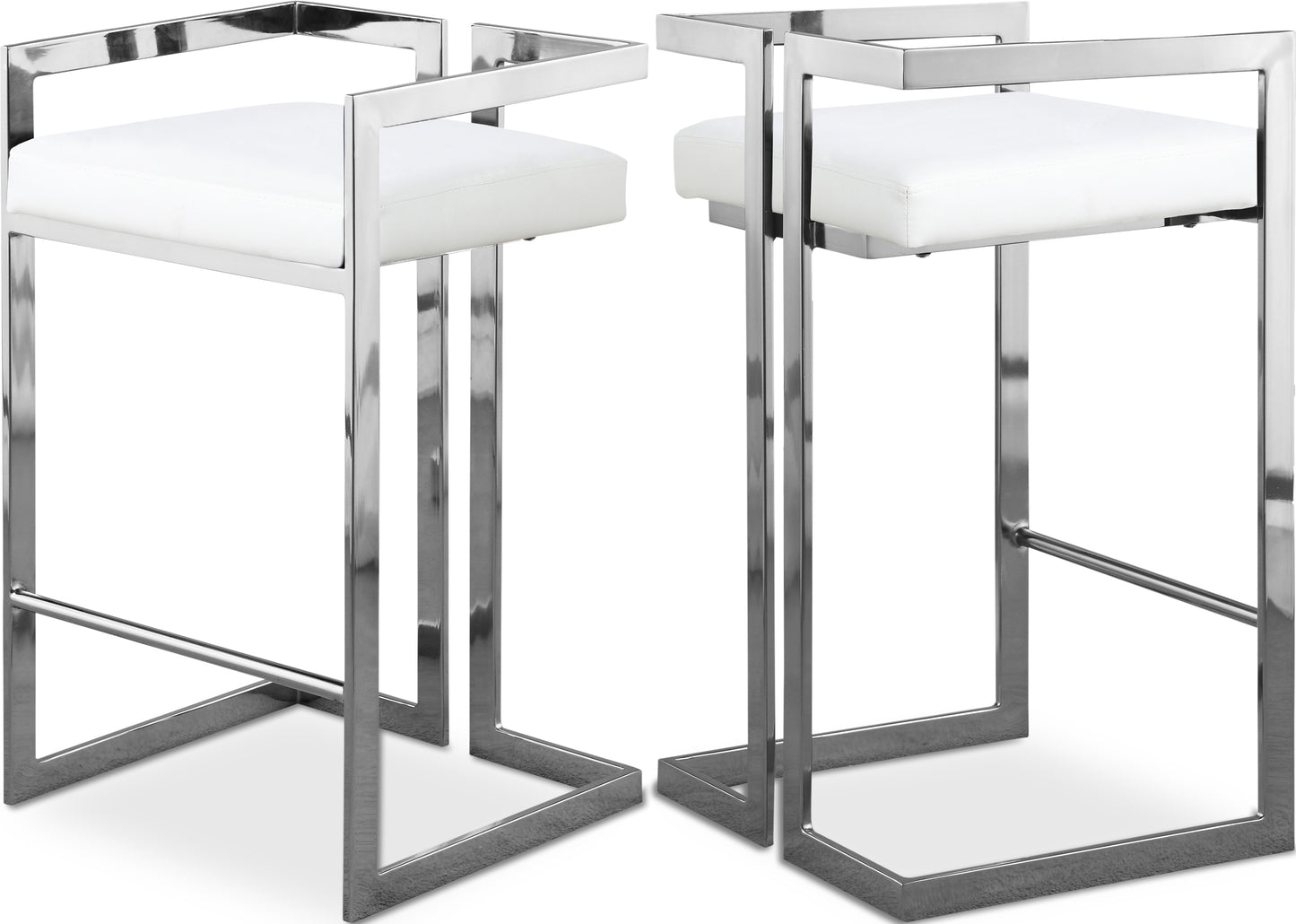 Ezra White Vegan Leather Stool