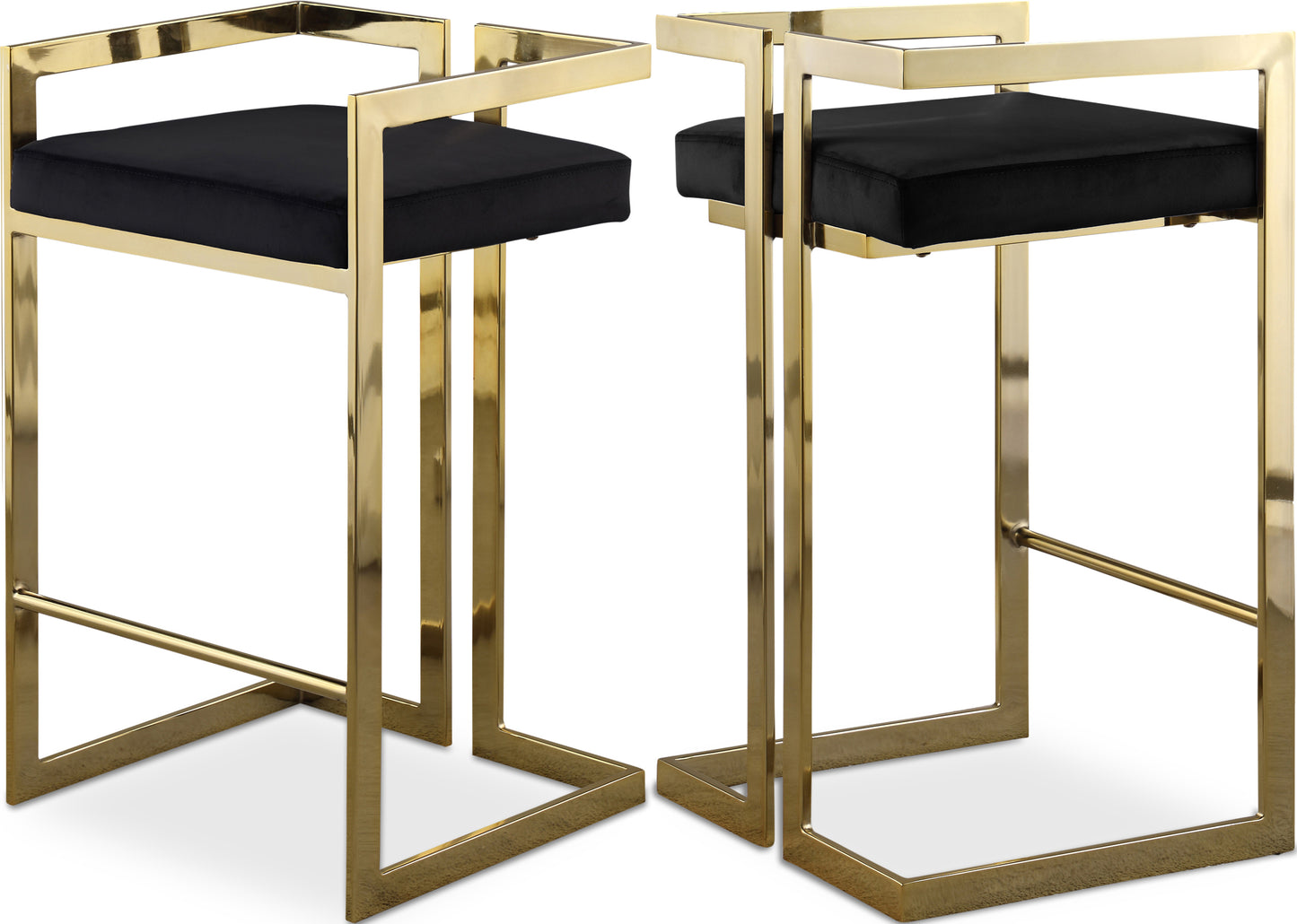 Ezra Black Velvet Stool