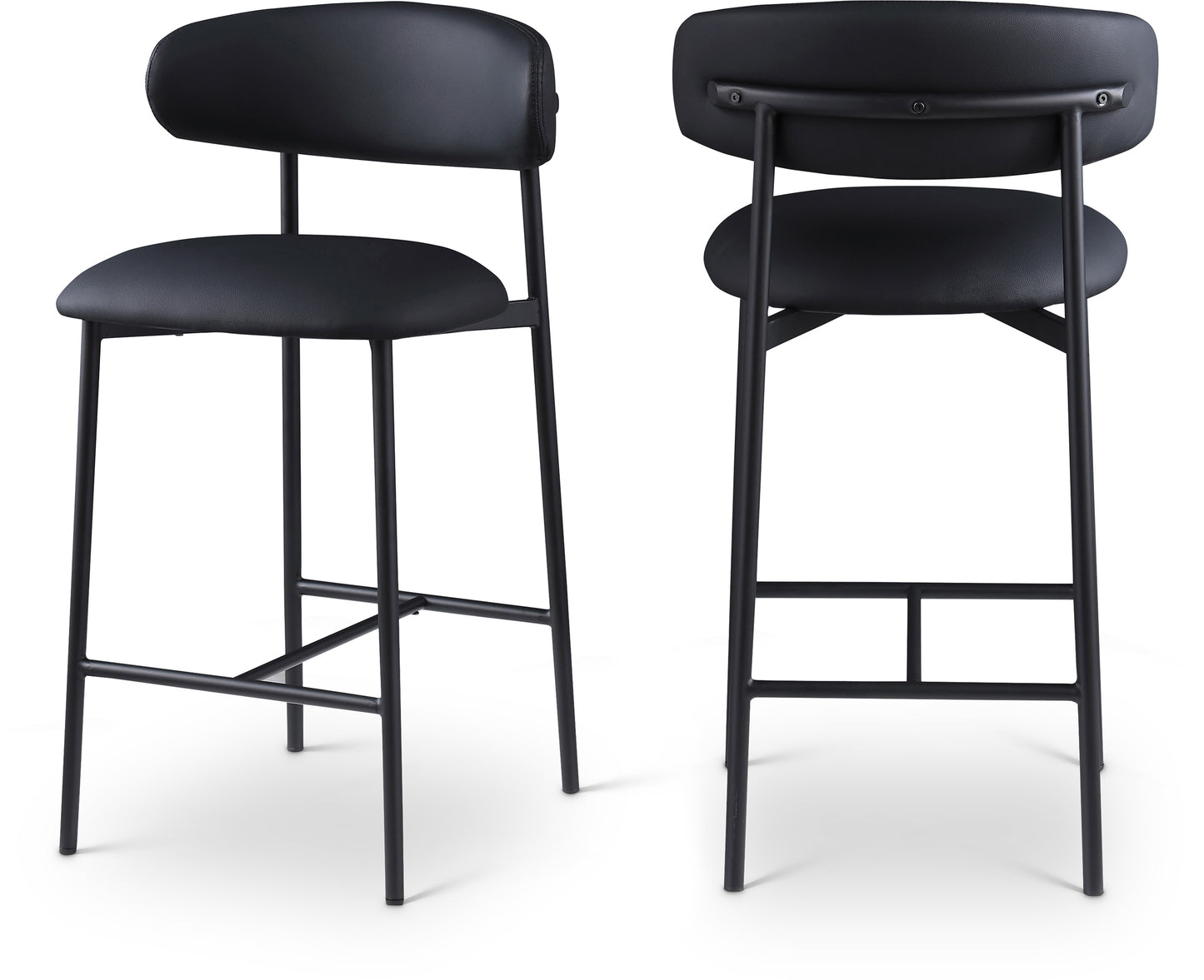 Lupita Black Vegan Leather Counter Stool