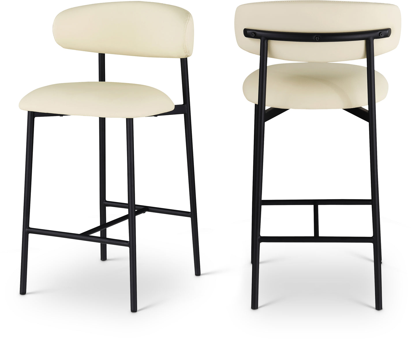 Lupita Black Vegan Leather Counter Stool