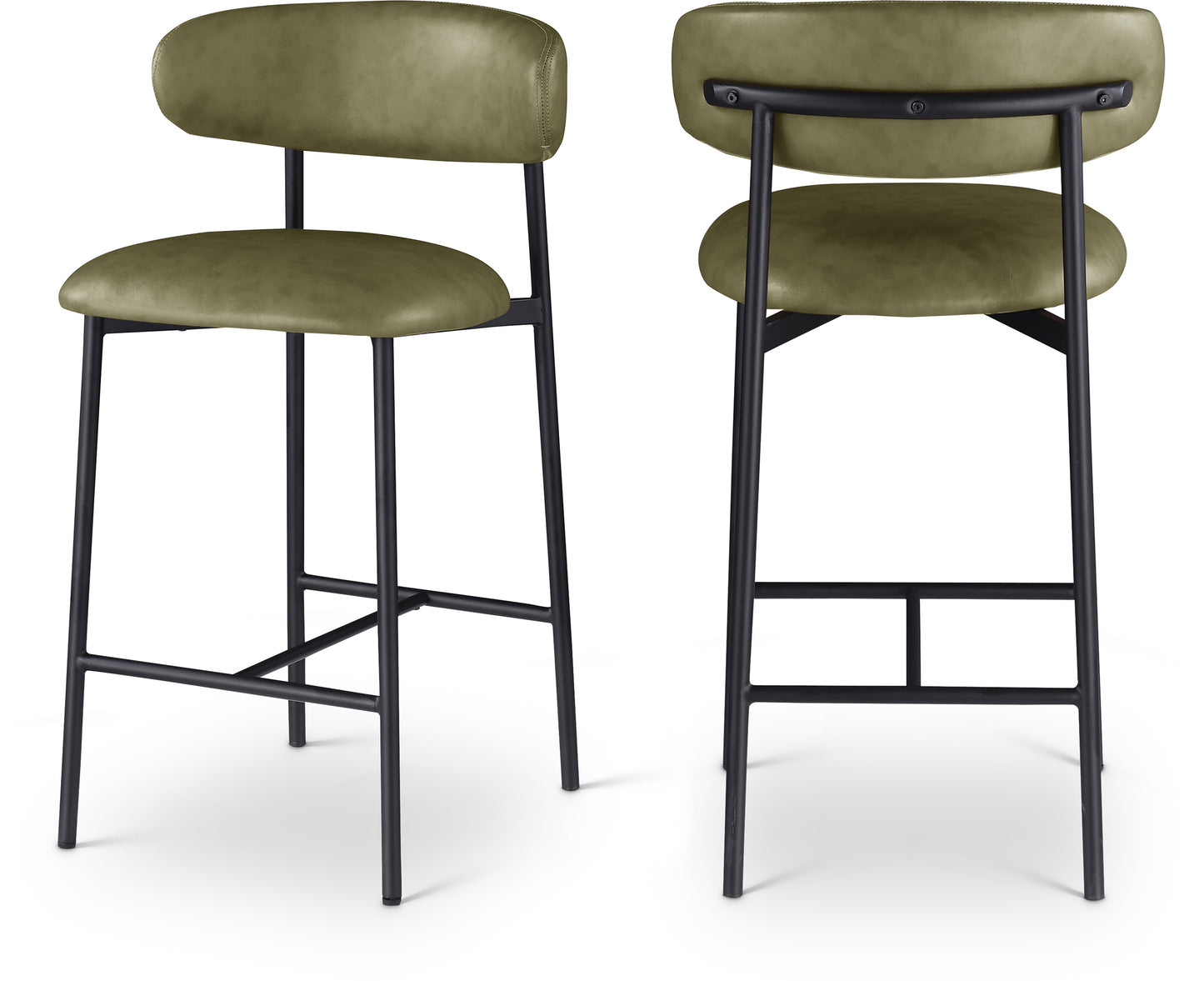 Lupita Black Vegan Leather Counter Stool