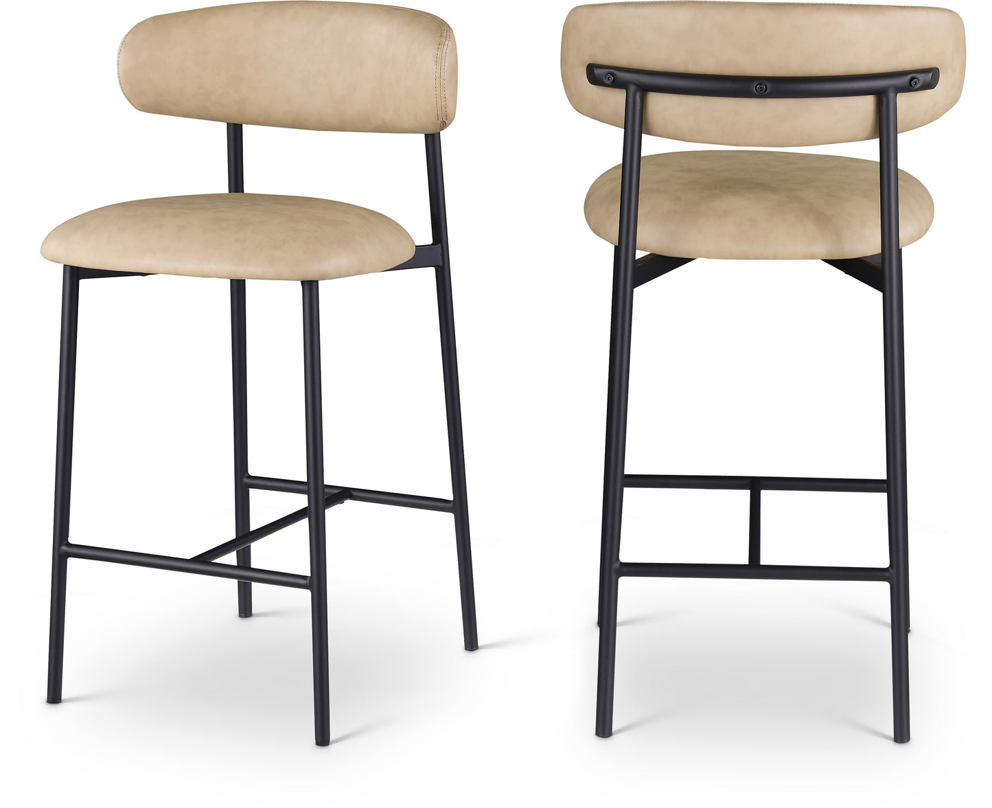 Lupita Black Vegan Leather Counter Stool