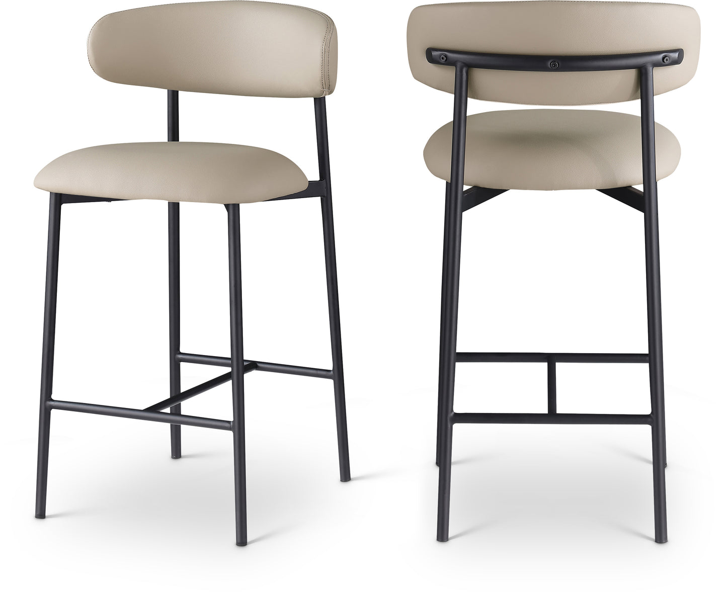 Lupita Black Vegan Leather Counter Stool