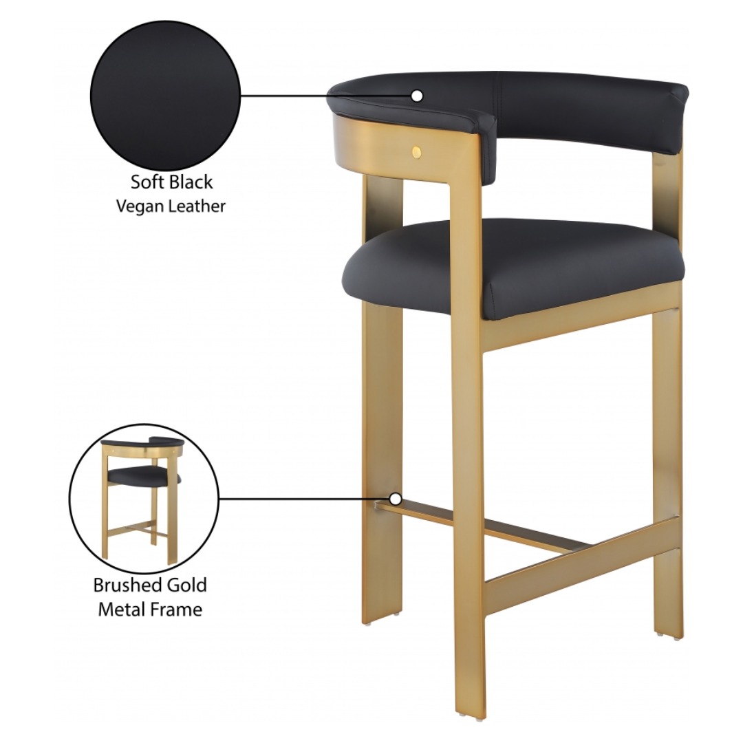 Romeo Black Vegan Leather Counter Stool