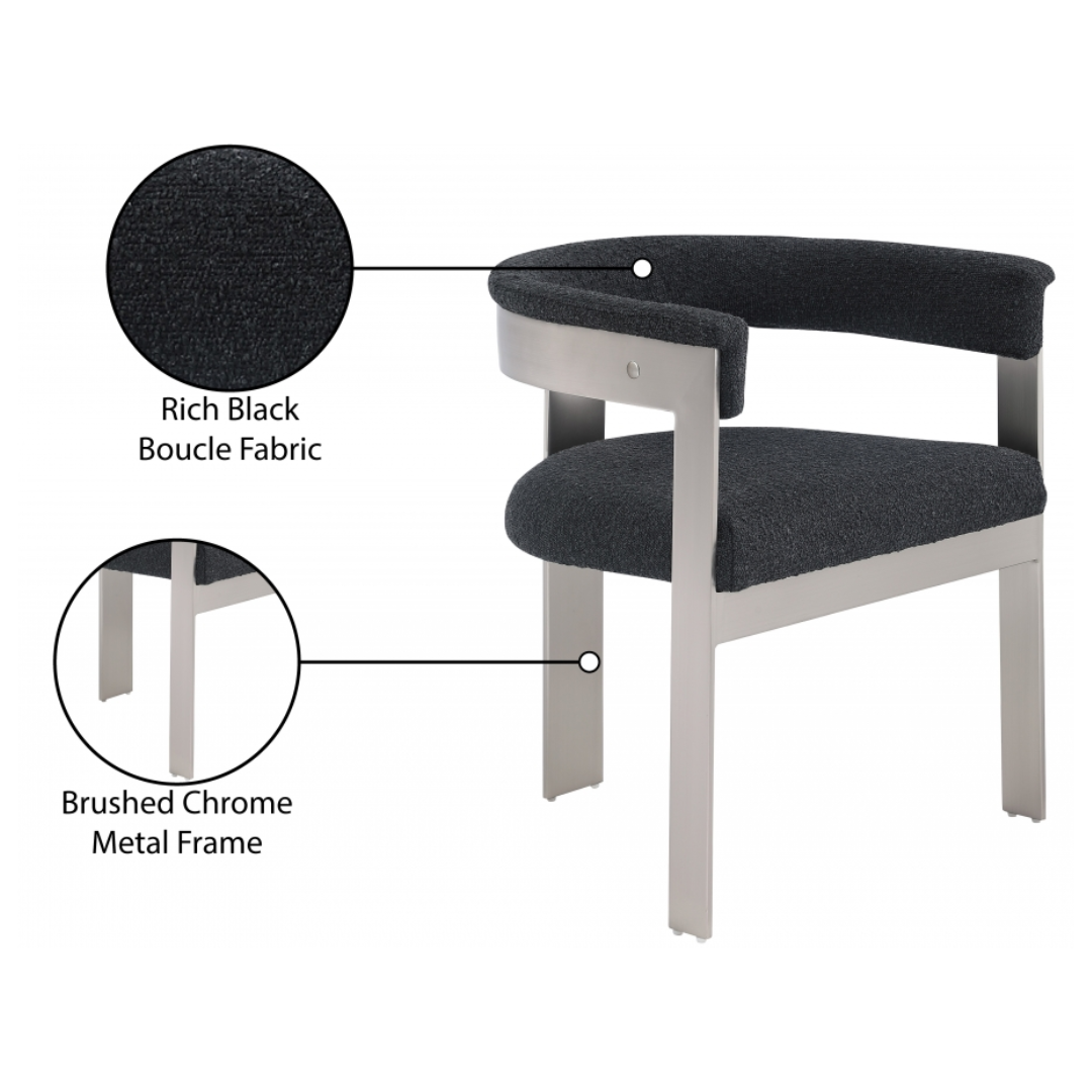 Romeo Black Boucle Fabric Dining Chair