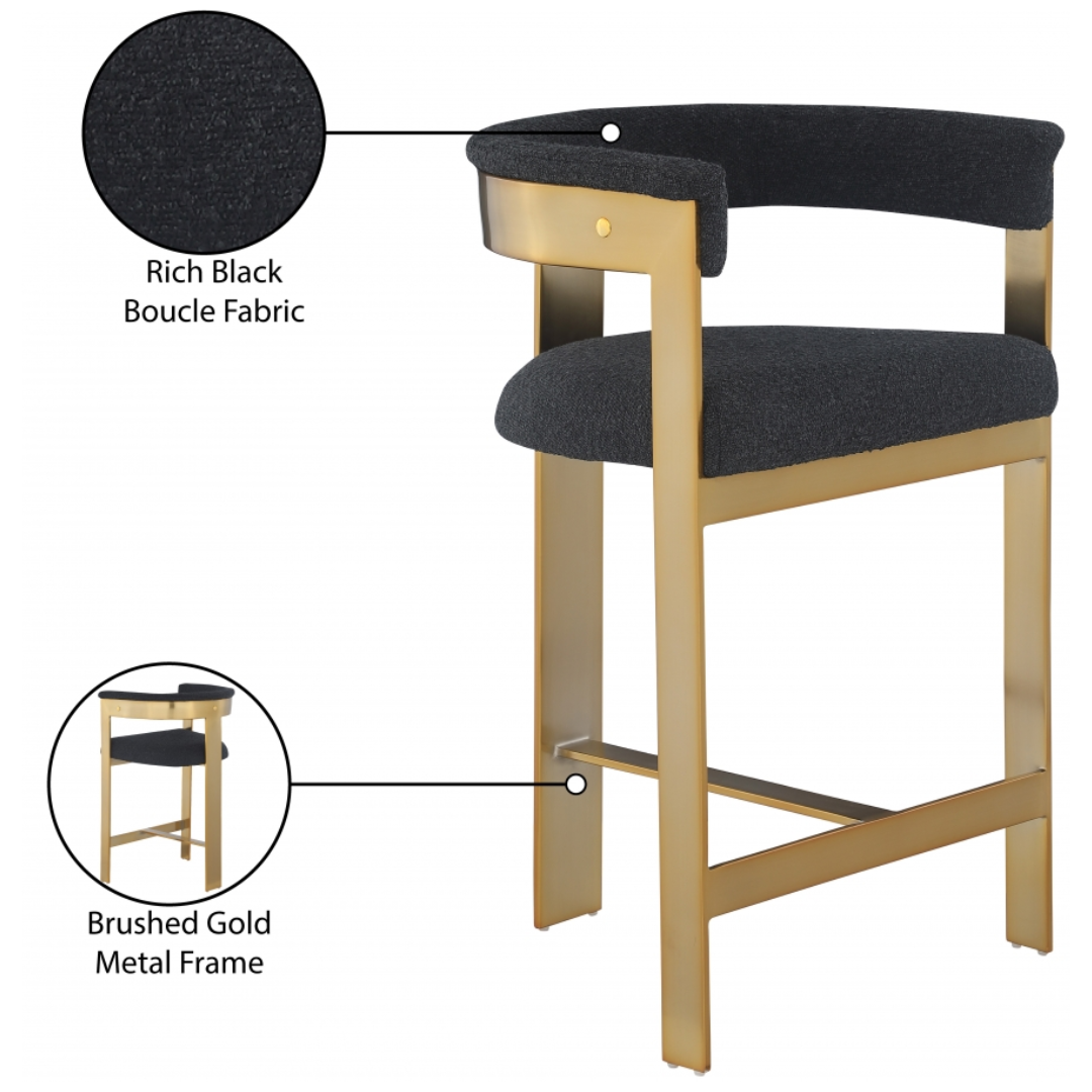 Romeo Black Boucle Fabric Counter Stool