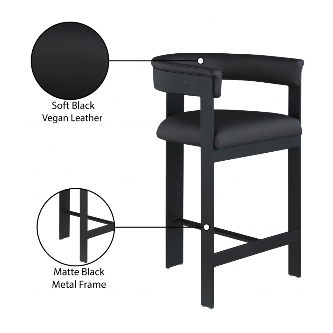 Romeo Black Vegan Leather Counter Stool