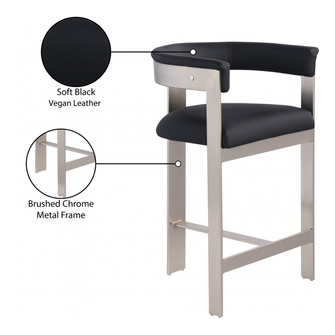 Romeo Black Vegan Leather Counter Stool