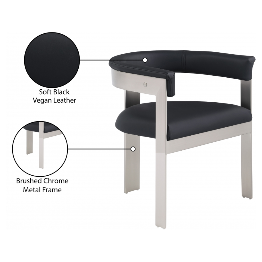 Romeo Black Vegan Leather Dining Chair