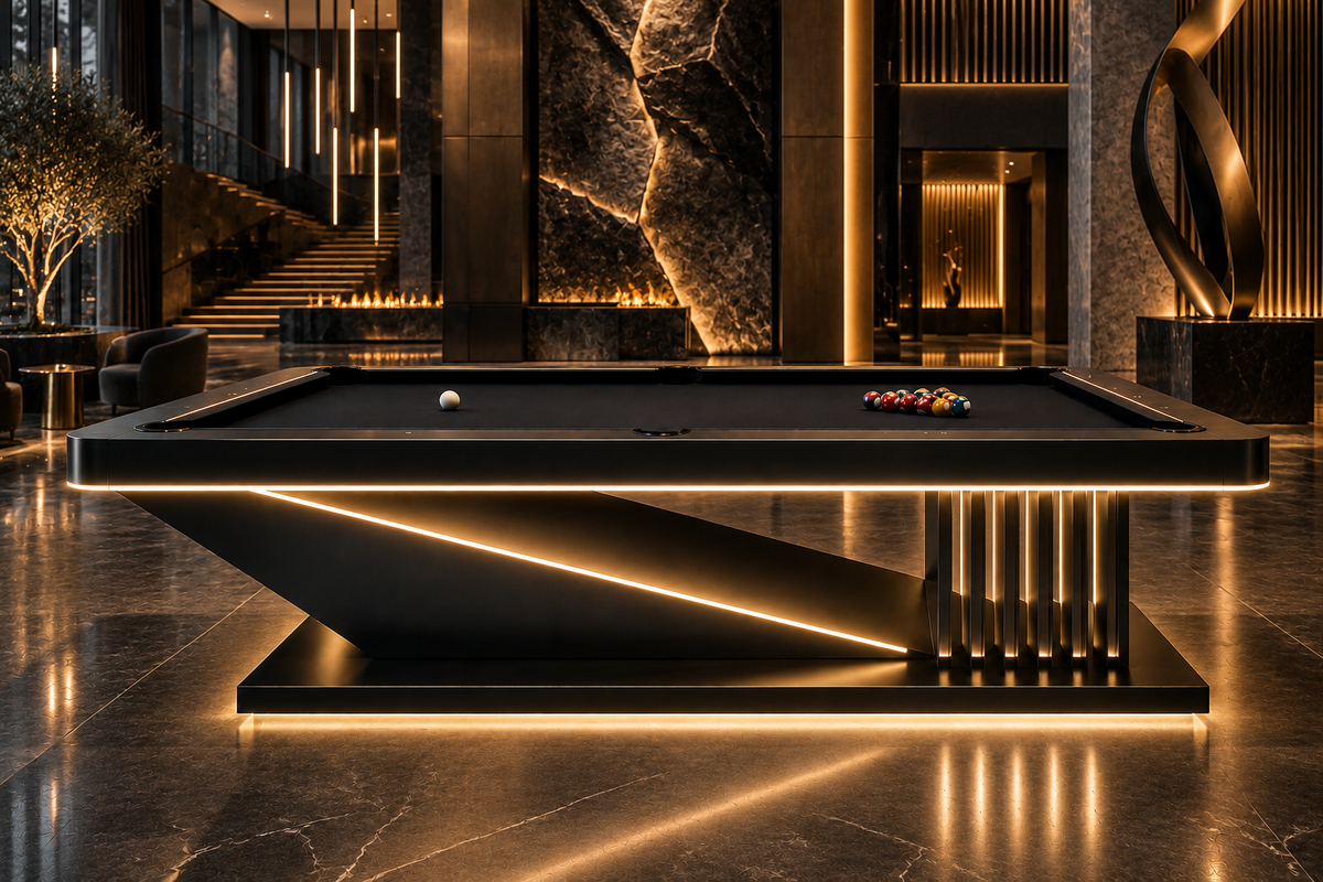The Ness Modern Slate Luxury LED Pool Table