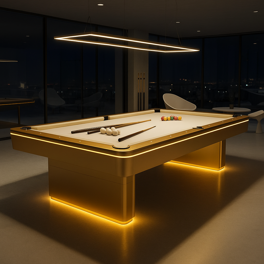 The Orion Luxury Modern LED Slate Pool Table By White Billiards