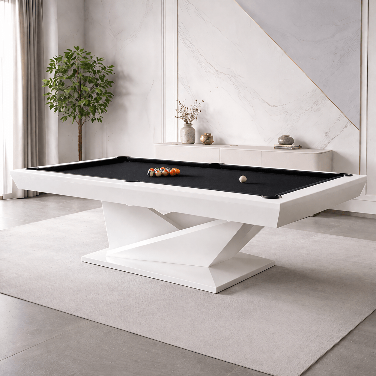 White Billiards Kyoto Modern Slate Pool Table - White Billiards