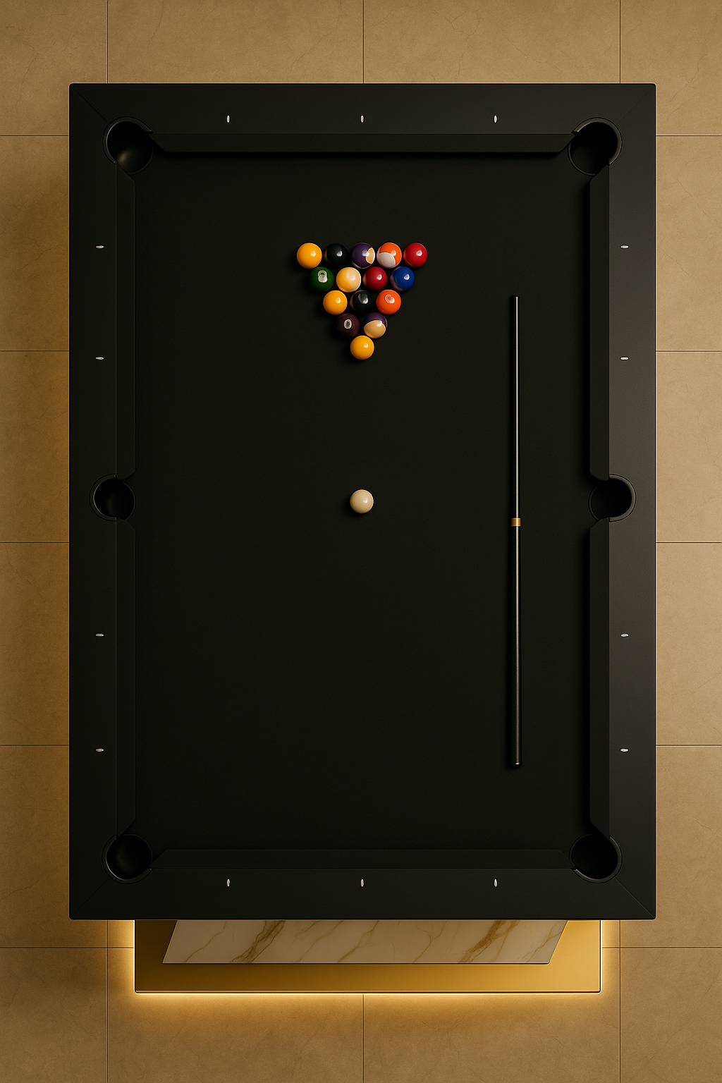 The Opulent Modern Slate Marble Pool Table with LED Lights Exclusivley by White Billiards
