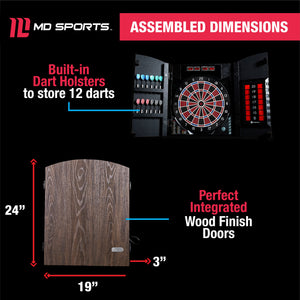 MD Sports New Haven Electronic Dartboard Cabinet Set