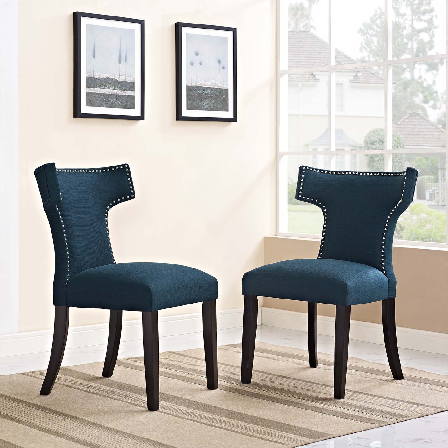 Curve Fabric Dining Side Chair Set of 2 by Modway