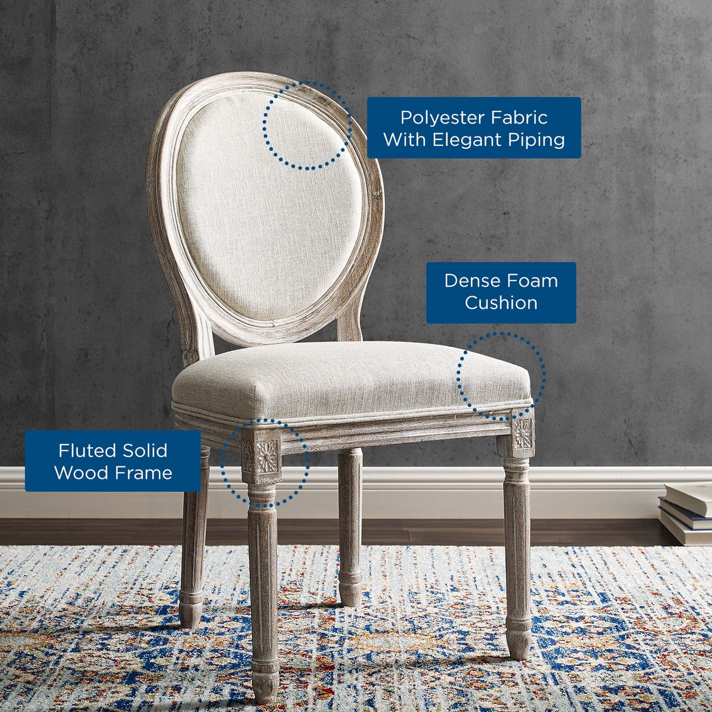 Emanate Upholstered Fabric Dining Side Chair Set of 4 by Modway