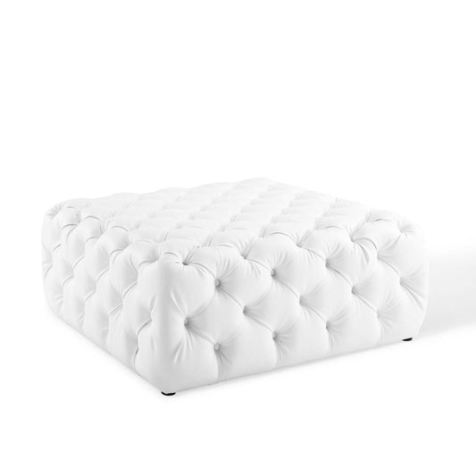 Amour Tufted Button Large Square Faux Leather Ottoman by Modway