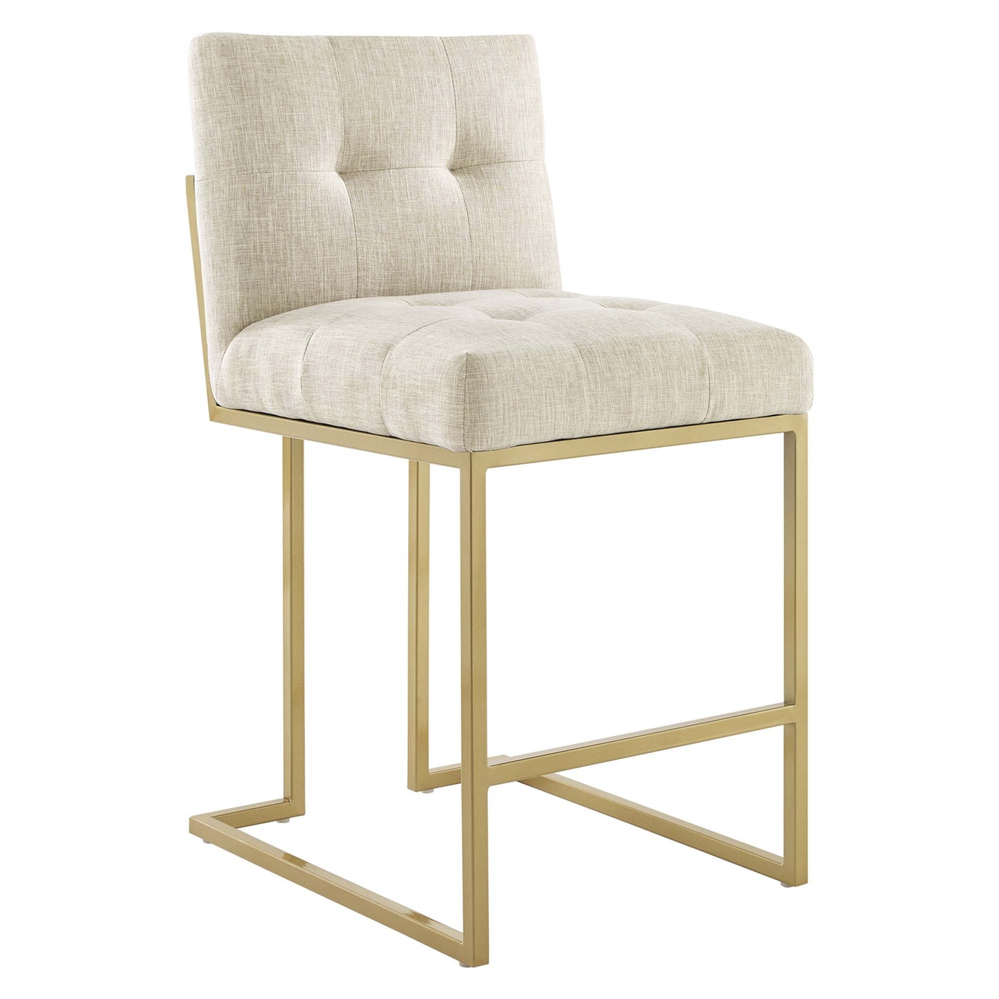 Privy Gold Stainless Steel Upholstered Fabric Counter Stool by Modway