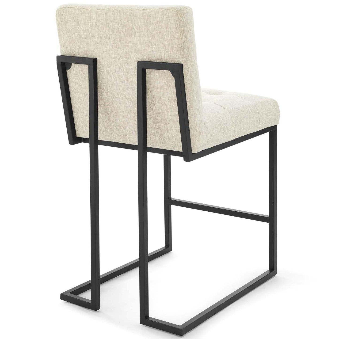 Privy Black Stainless Steel Upholstered Fabric Counter Stool by Modway