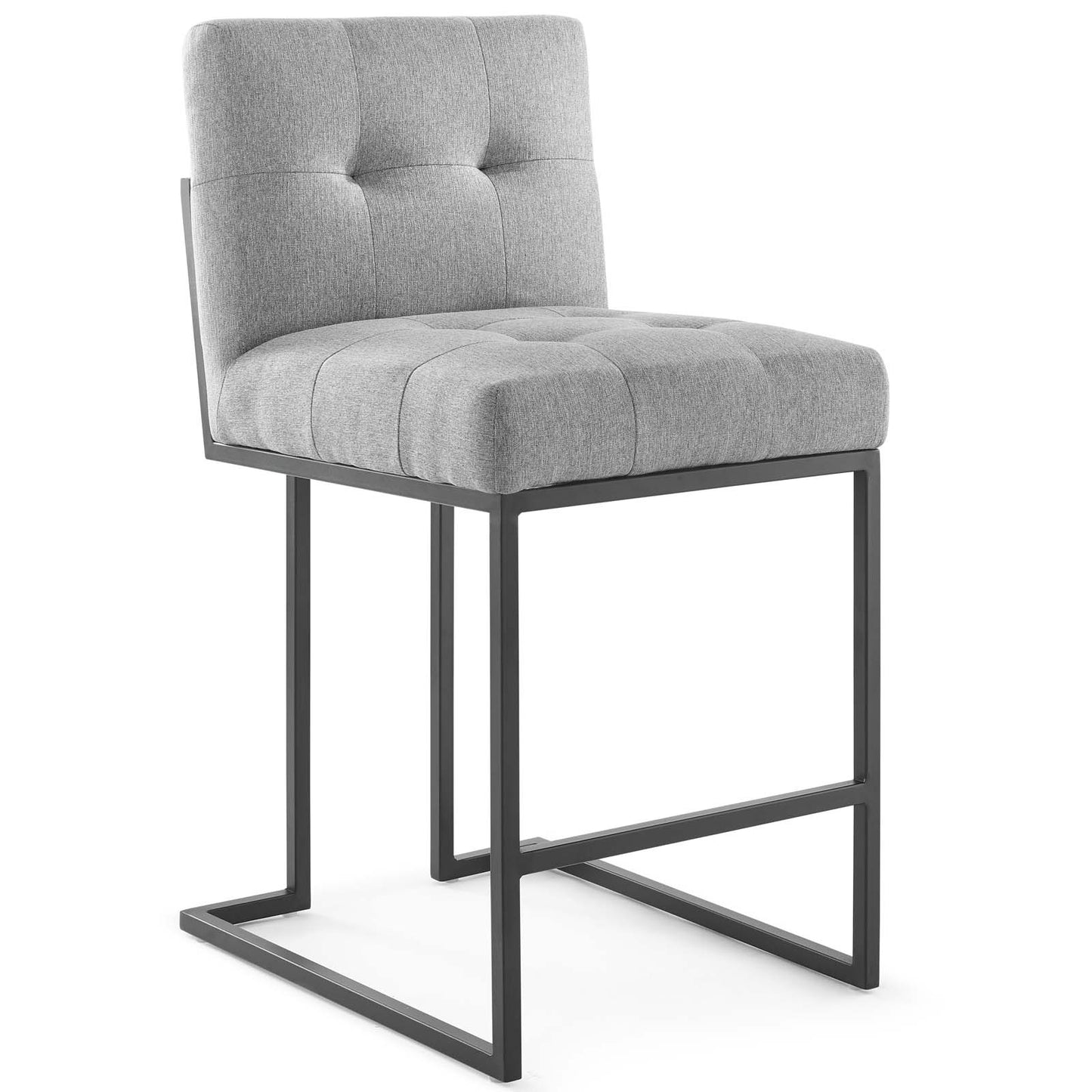 Privy Black Stainless Steel Upholstered Fabric Counter Stool by Modway