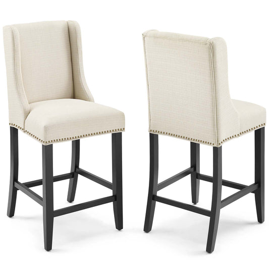 Baron Upholstered Fabric Counter Stool Set of 2 by Modway