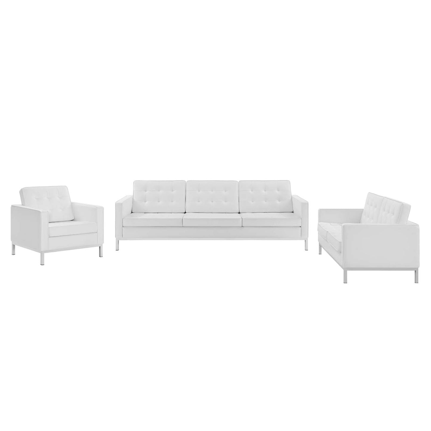 Loft 3 Piece Tufted Upholstered Faux Leather Set by Modway